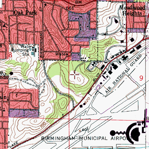 Topographic Map of Airport Industrial Park, AL