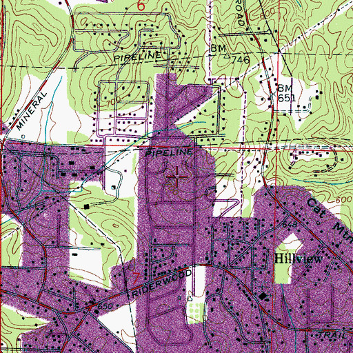 Topographic Map of Forest View Estates, AL