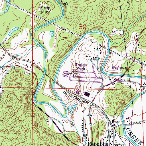 Topographic Map of Forestdale Mobile Home Park, AL