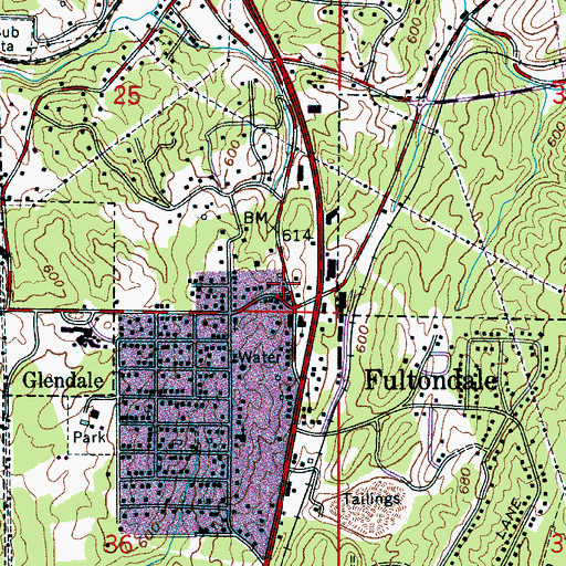 Topographic Map of Fultondale City Hall, AL