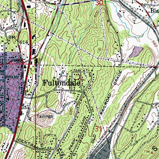 Topographic Map of Fultondale Estates, AL