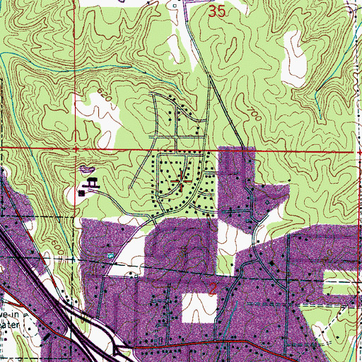 Topographic Map of Hillcrest Estates, AL