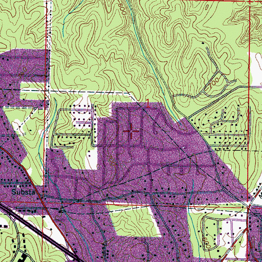 Topographic Map of Merrywood, AL