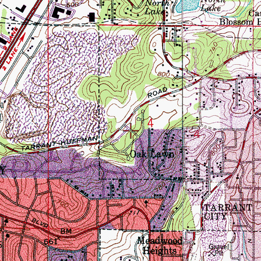 Topographic Map of Tarrant Garden Estates, AL