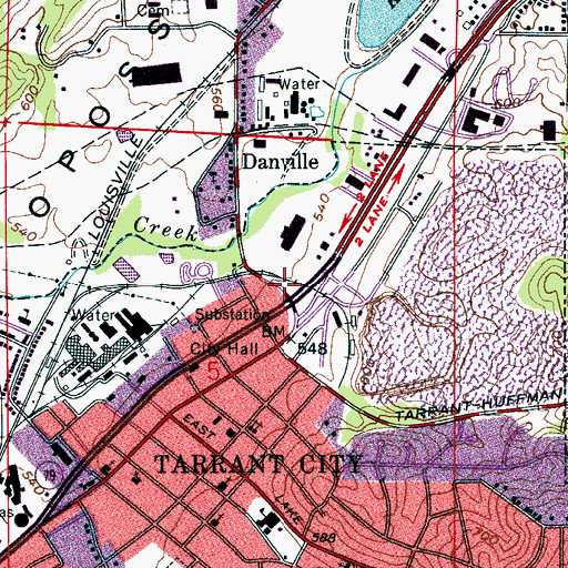 Topographic Map of Tarrant Shopping Center, AL