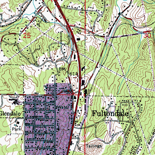 Topographic Map of Walker Chapel Plaza Shopping Center, AL
