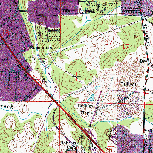 Topographic Map of Westchester Estates, AL
