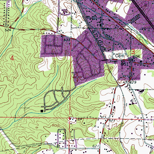 Topographic Map of Westwood Garden Estates, AL