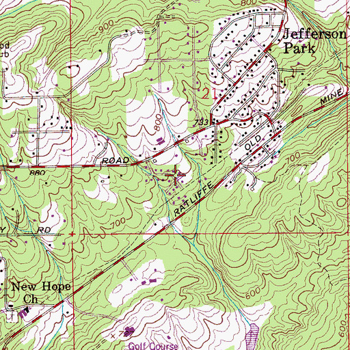 Topographic Map of Battleground, AL