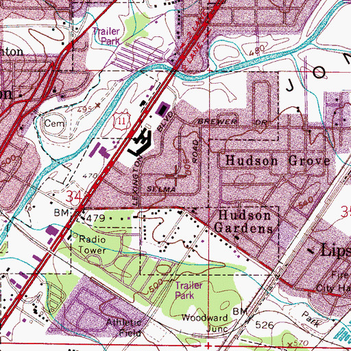 Topographic Map of Broadmoor, AL