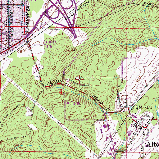 Topographic Map of Bradford Clinic, AL