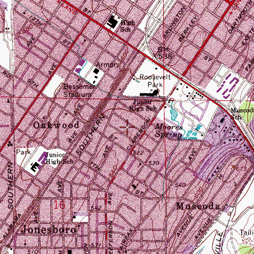 Topographic Map of Cloverdale, AL