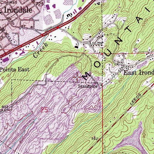 Topographic Map of Irondale Municipal Park, AL