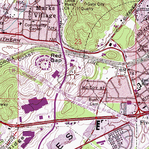 Topographic Map of Lawson Stadium, AL