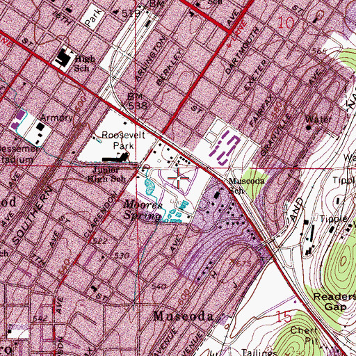 Topographic Map of Longbrook Estates, AL