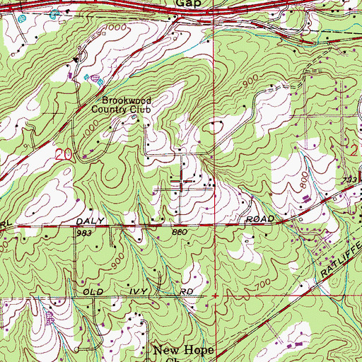 Topographic Map of Mountain Forest, AL