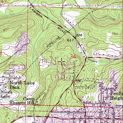 Topographic Map of Pine Knoll Vista, AL