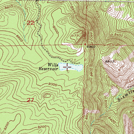 Topographic Map of Wills Reservoir, CO