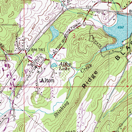 Topographic Map of Queenstown Industrial Park, AL