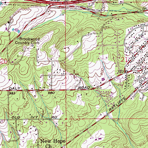 Topographic Map of Saddlebrook, AL