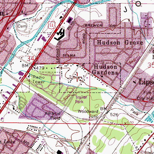 Topographic Map of Woodward Estates, AL