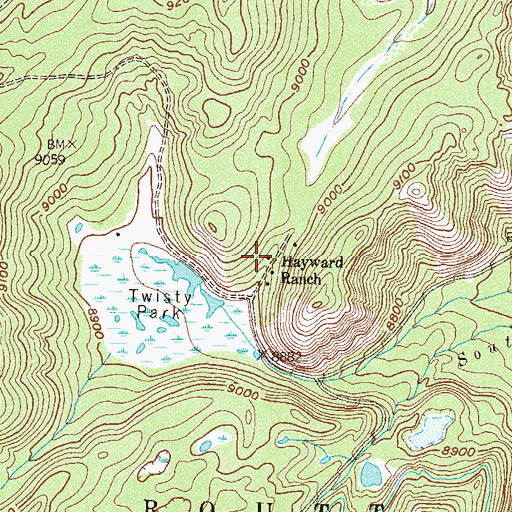 Topographic Map of Hayward Ranch, CO