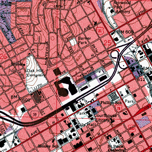 Topographic Map of Alabama Sports Hall of Fame, AL