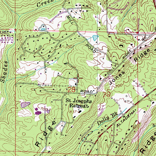 Topographic Map of Altadena Forest Estates, AL