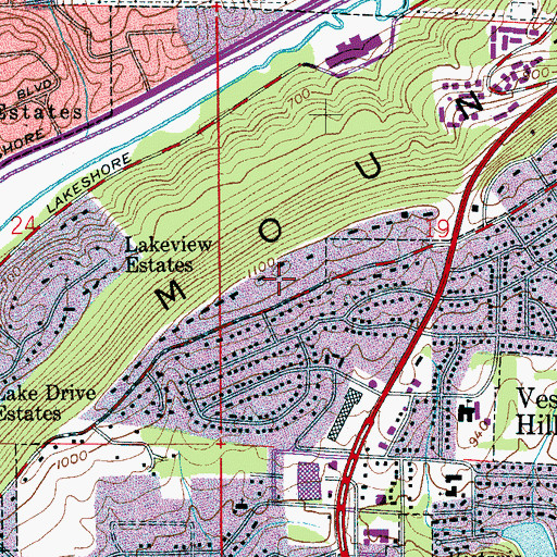 Topographic Map of Beacon Hills, AL