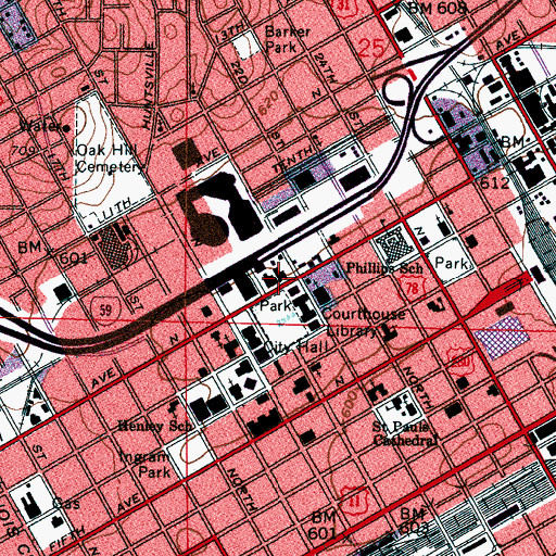 Topographic Map of Birmingham Museum of Art, AL