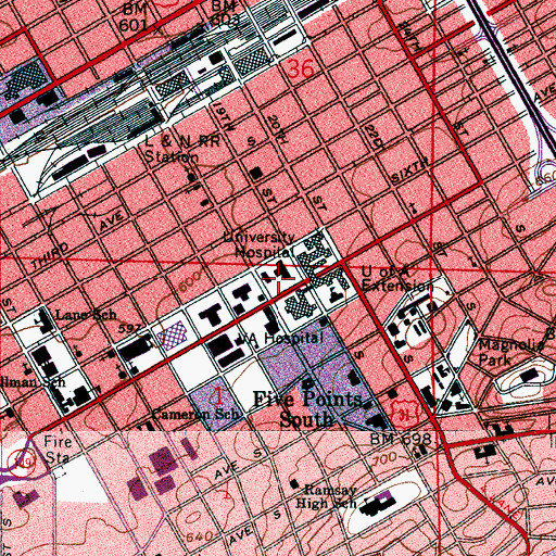Topographic Map of Boshell Diabetes Center, AL
