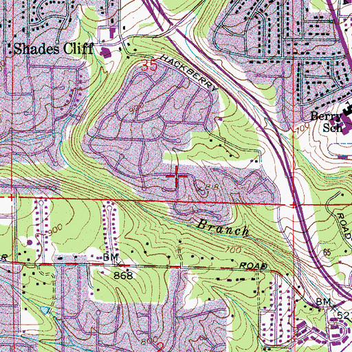 Topographic Map of Camelot Woods, AL
