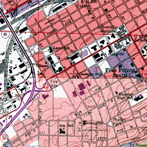 Topographic Map of Campbell Hall, AL