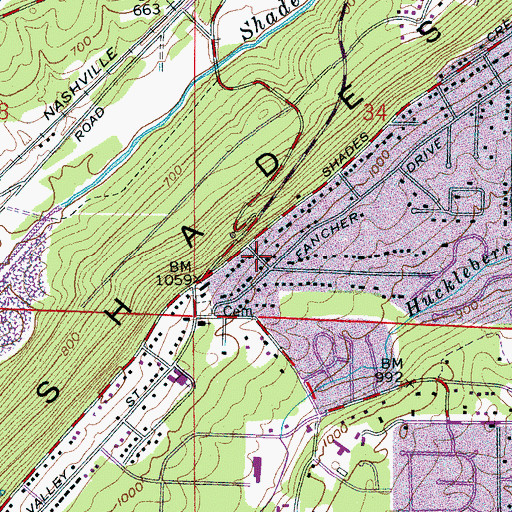Topographic Map of Crest Estates, AL