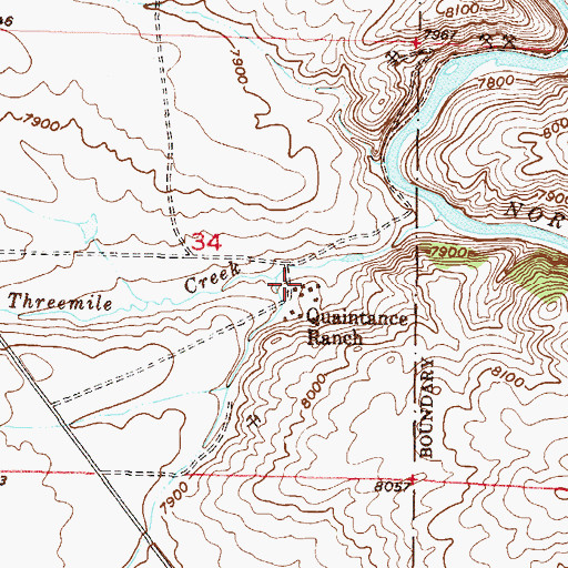 Topographic Map of Ouaintance Ranch, CO