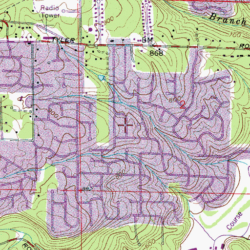 Topographic Map of Green View Estates, AL