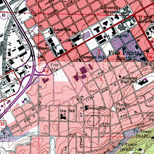Topographic Map of Hulsey Center, AL