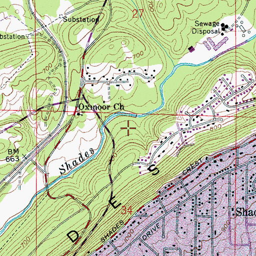 Topographic Map of Huntington Park, AL