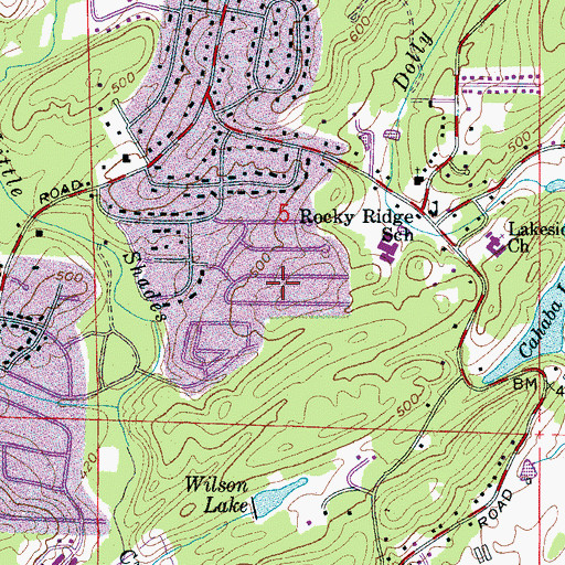 Topographic Map of Laurel Estates, AL