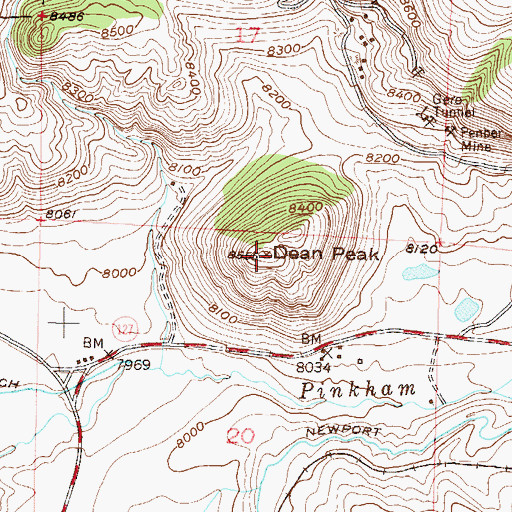 Topographic Map of Dean Peak, CO