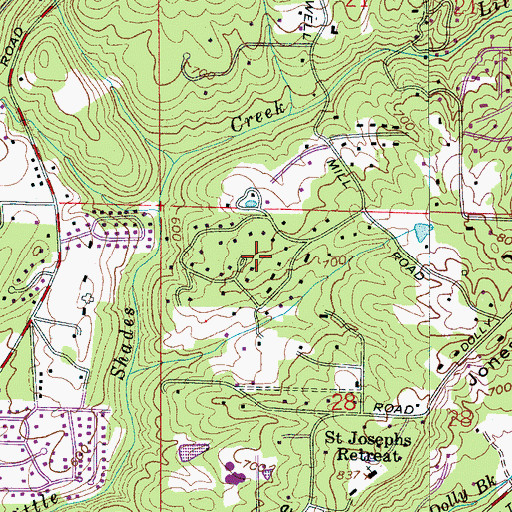 Topographic Map of Millbrook Estates, AL