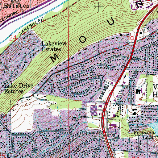 Topographic Map of Montclair, AL