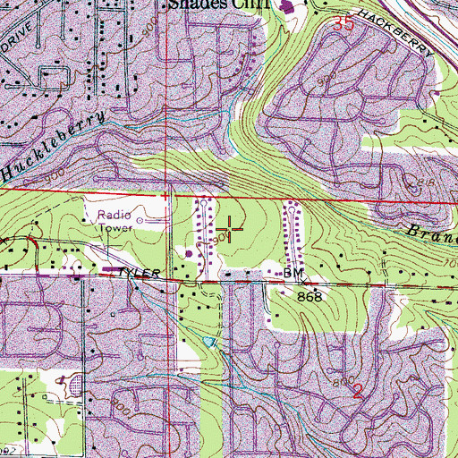 Topographic Map of Mountain Branch Estates, AL