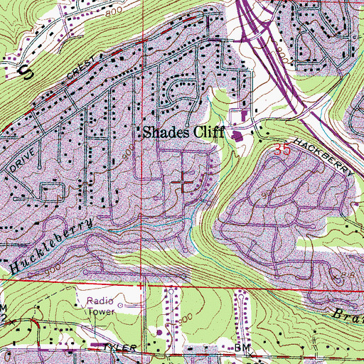 Topographic Map of Mountain Oaks, AL
