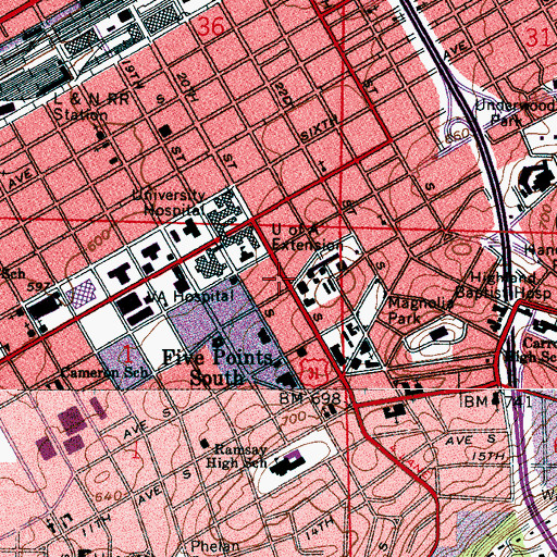 Topographic Map of Remada Medical Center, AL