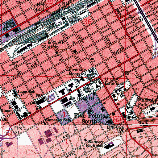 Topographic Map of Russell Ambulatory Center, AL