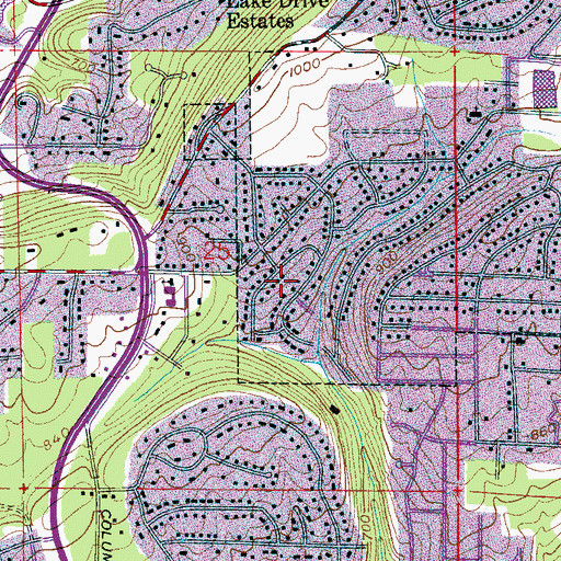 Topographic Map of Shades View Estates, AL