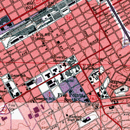 Topographic Map of Spain-Wallace Building, AL