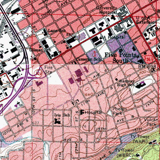 Topographic Map of Stern Library, AL