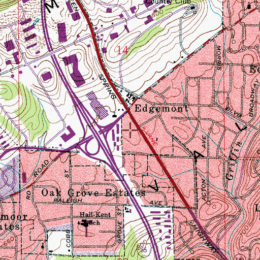 Topographic Map of The Village on Green Springs Shopping Center, AL